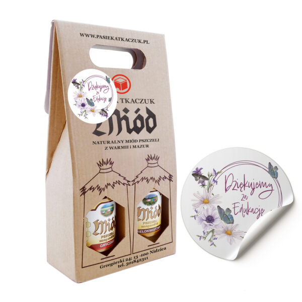 ZESTAW MIODÓW NATURALNYCH DZIEŃ NAUCZYCIELA PREZENT W KARTONIKU 2x200g
